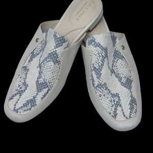 Cole Haan Ryan Python Embossed Mules‎ Size 7.5B Ivory Leather Square Toe200